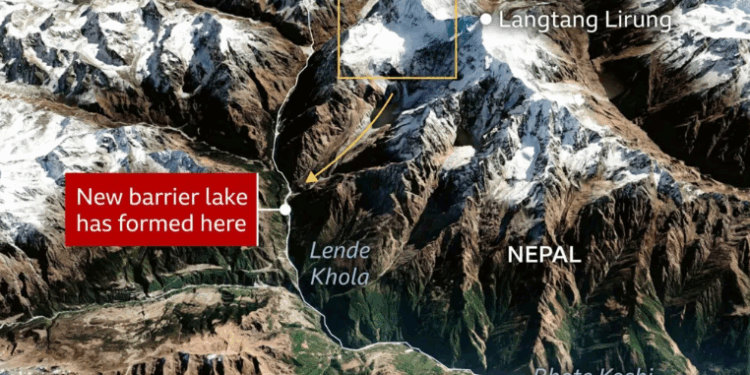 Kina ngre alarmin: “Rrezik i lartë” që liqeni i ri të shkaktojë një tjetër përmbytje në Nepal -