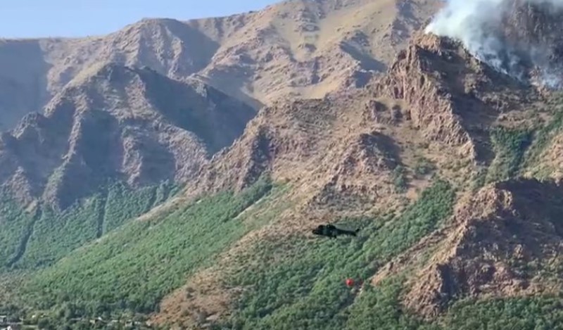Betejë me zjarret në Bulqizë  flakët mbeten ende aktive  Mbi 5 orë operacion për shuarjen  dy helikopterë nga ajri