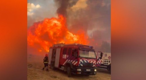 Zjarr i madh në Lundër të Tiranës  era e favorizon vatrën  Dy helikopterë aksion nga ajri për të shuar flakët