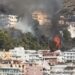 Vatër e madhe zjarri në kurorën e gjelbërt të Sarandës, banorët të alarmuar, flakët shumë pranë shtëpive! Tymi po mbulon qytetin