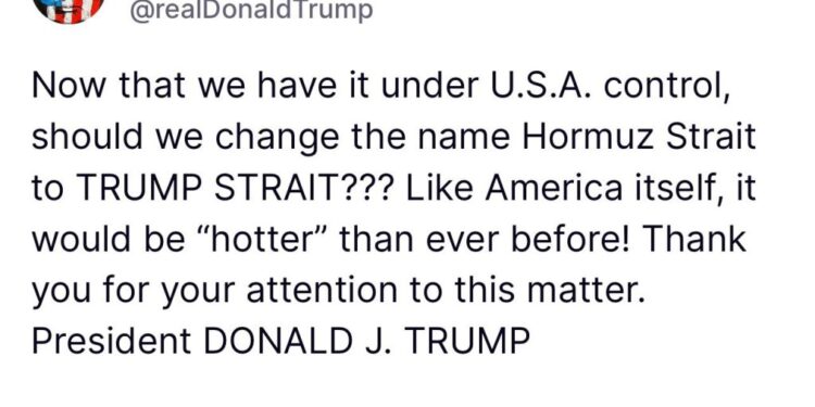 Presidenti amerikan propozon emër të ri për Ngushticën e Hormuzit: Ta quajmë “Ngushtica e Trumpit” -