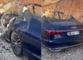 VIDEO/ “Audi A8” shkrumbohet tërësisht nga flakët në “bypass-in” pranë Radhimës, ja për çfarë dyshohet!