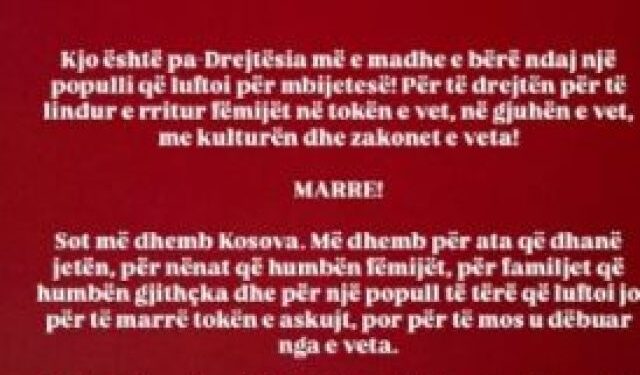 Foto/ Elvana Gjata reagon pas vendimit të Hagës: “Sot më dhemb Kosova”, liria u pagua me jetë