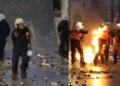 Video/ Molotovët e protestuesve djegin policin (pamje të rënda)