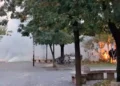 Momente paniku, merr flakë efektivi pas hedhjes së molotovëve nga protestuesit, kolegët vrapojnë për ta shpëtuar!