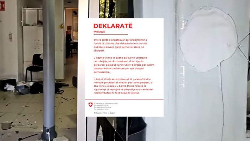  Të shqetësuar për shpërthimin e dhunës   Protesta  reagon Ambasada e Zvicrës  Ulni tensionet dhe i jepni përparësi dialogut 