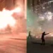 Sulmohet selia e PS-së, protestuesit i vënë flakën kioskës në qendër, fishekzjarrë edhe drejt efektivëve te Banka e Shqipërisë