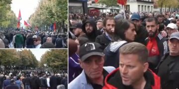 VIDEO/ Përplasje dhe tensione mes dy kampeve, deputetët e PD afrohen pranë Ministrisë, studentët kërkojnë që të largohen: Rama në burg, Berisha në burg! (FOTO)
