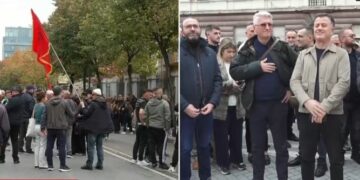 Protesta, PD marshon nga selia në bulevardin para Kryeministrisë! Mungon Berisha, prijnë Noka dhe Bardhi! Policia krijon perimetër sigurie (FOTO)