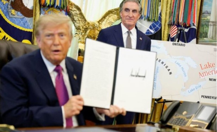 VIDEO  Trump nuk ndalet  pas liqenit dëshiron të ndryshojë edhe emrin e një oqeani   Oqeani Trump  apo  Oqeani i Amerikës  